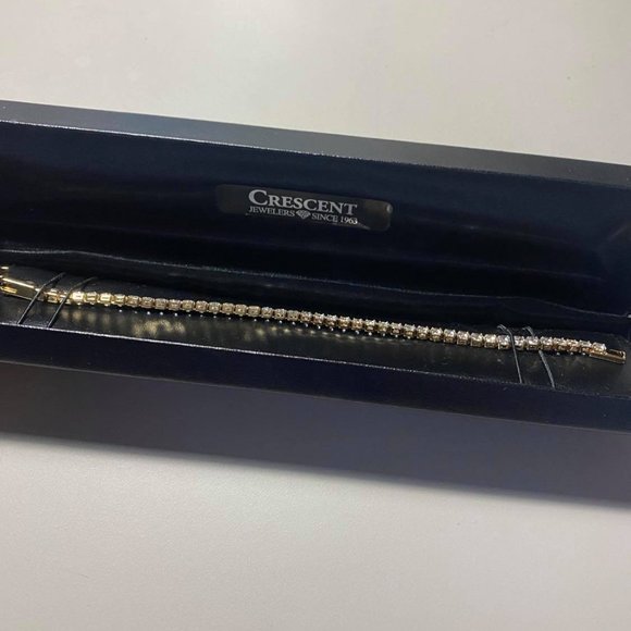 NEW Women's Yellow Gold Colour Crystal Bracelet - Picture 3 of 6